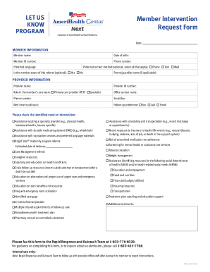 LET US Member Intervention Program Request Form