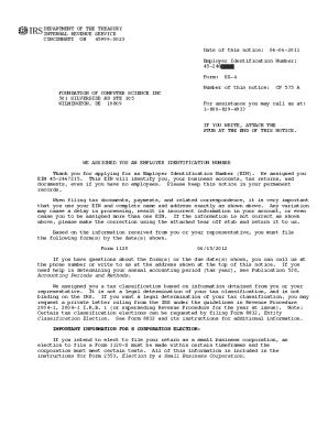 IRS Employer Identification Number Assignment Notice