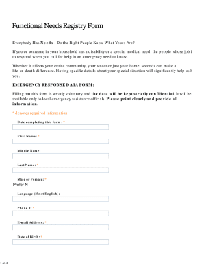 Emergency Response Data Form