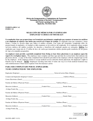Tennessee Employee’s Choice of Physician Form C-42