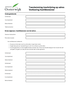 Dutch Residency Registration Consent Form