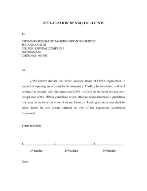 Declaration by NRI/FN Clients