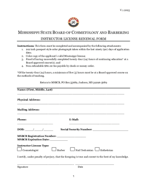 Mississippi Instructor License Renewal Form