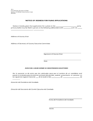Texas Primary Ballot Application Notice