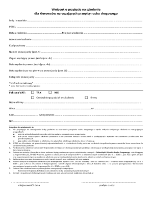 Application for Driver Retraining Course