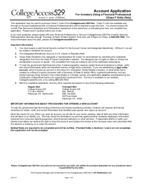 CollegeAccess 529 Plan Account Application