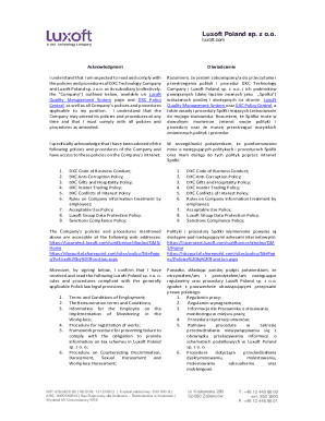 Luxoft Poland Employment Acknowledgment