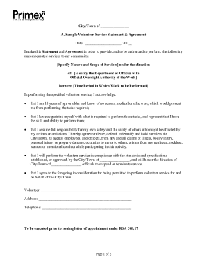 Volunteer Service Statement & Agreement