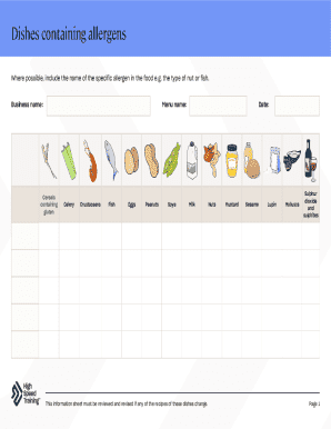 Allergen Information Sheet