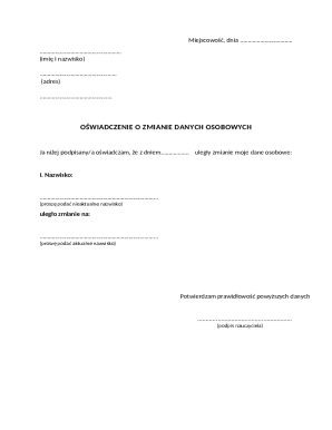 Oświadczenie o zmianie danych osobowych