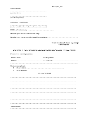 Poland Name Change Application Form
