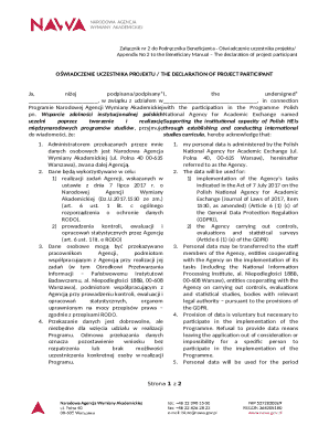 Declaration of Project Participant