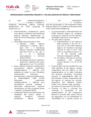 Declaration of Project Participant