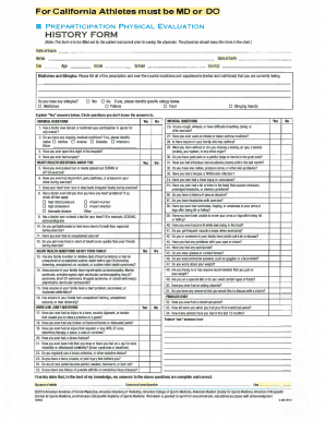 California Preparticipation Physical Evaluation Form