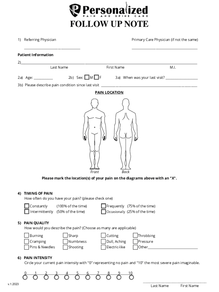 Pain Management Follow-Up Form - Fill Online, Printable, Fillable ...