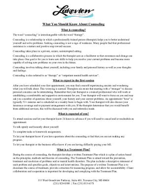 Counseling Client Registration Form for Minors