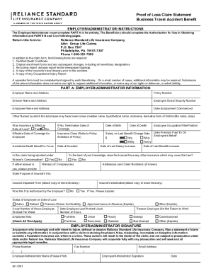 Business Travel Accident Benefit Claim Form