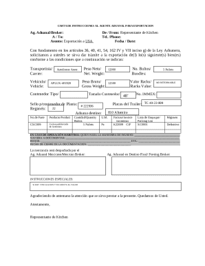 Export Customs Broker Instruction Letter