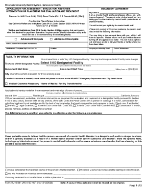 California 5150 Hold Form