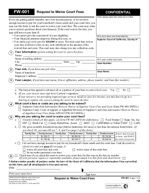 California Request to Waive Court Fees