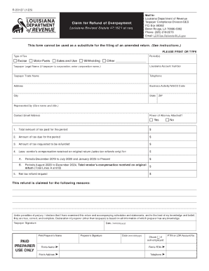 Louisiana Claim for Refund of Overpayment