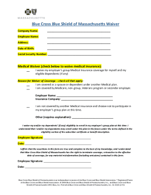 Blue Cross Blue Shield of Massachusetts Waiver
