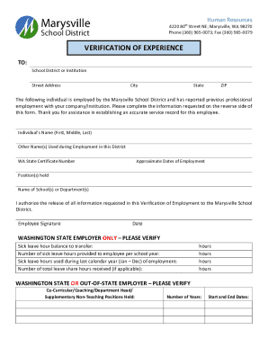 Verification of Experience Form