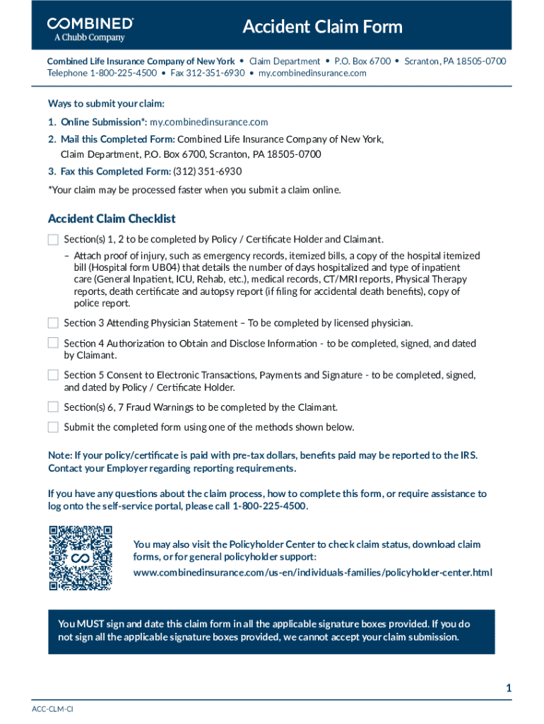 Accident Claim Form - Blank Fillable Template | Fill Out, Print ...
