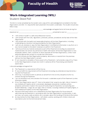 Student Deed Poll for Work-Integrated Learning