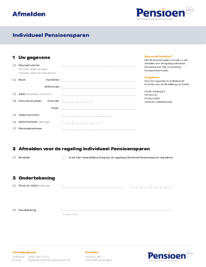 Dutch Individual Pension Savings Cancellation Form