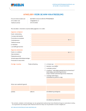ANW-HIAAT Regeling Unmelding Form