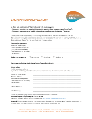 Warmtebedrijf Ede Cancellation Form