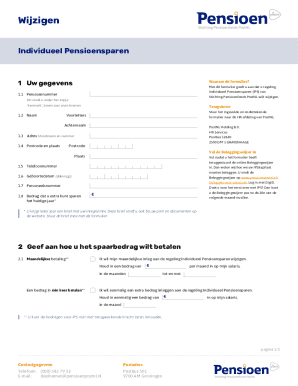 Individueel Pensioensparen Change Form