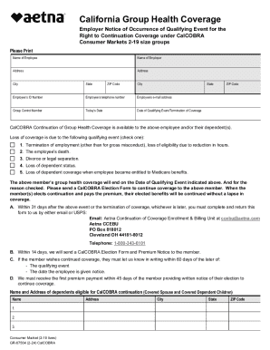 California CalCOBRA Continuation Coverage Notice
