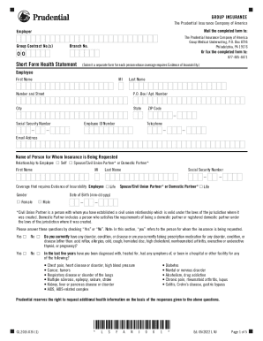 Prudential Group Insurance Health Statement