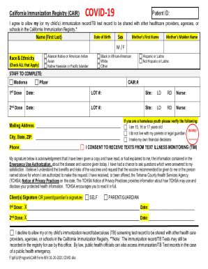 California Immunization Registry COVID-19 Consent Form