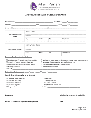 Authorization for Release of Medical Information