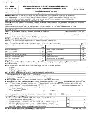 IRS Form 8868 Application for Extension of Time To File