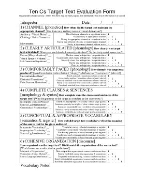 Ten Cs Target Text Evaluation Form