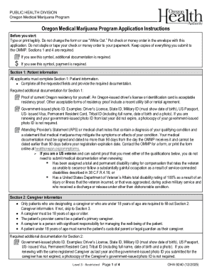 Oregon Medical Marijuana Program Application