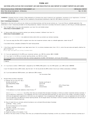 Form ADV Investment Adviser Registration