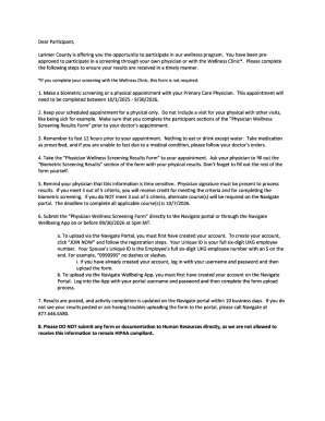 Larimer County Wellness Screening Form