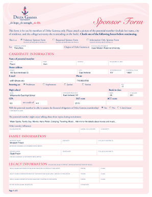 Delta Gamma Sponsor Form