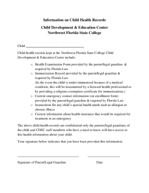 Child Health Records Form