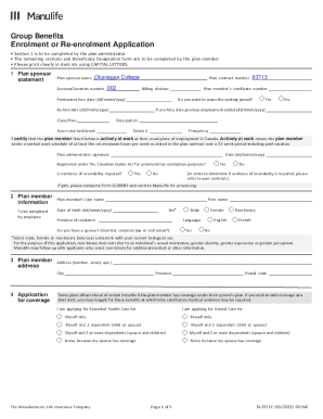 Group Benefits Enrolment Application