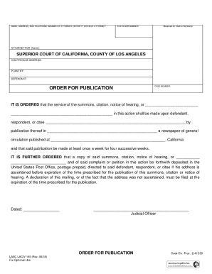 California Order for Publication