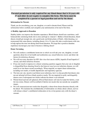 Parental Consent for Blood Donation