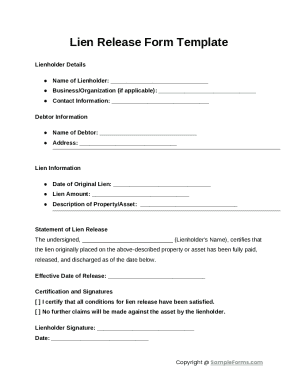 Lien Release Form Template