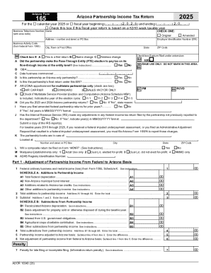 Arizona Form 165 Partnership Income Tax Return