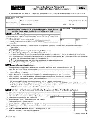 Arizona Form 165PA Federal Imputed Underpayment Assessment